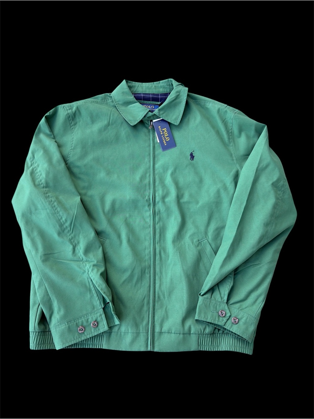 Ralph Lauren bi-swing windbreaker jacket with a full zip and a pointed collar.